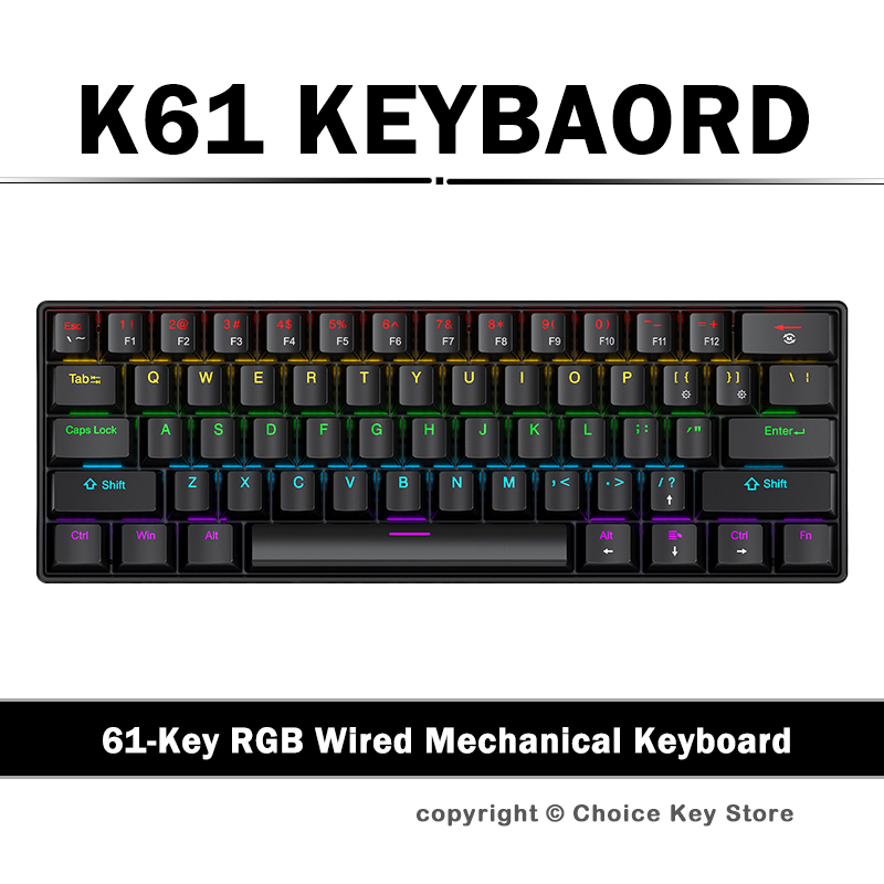 Keyboard Gaming Blue Switch - Проводная механическая игровая клавиатура APAYADO K61,