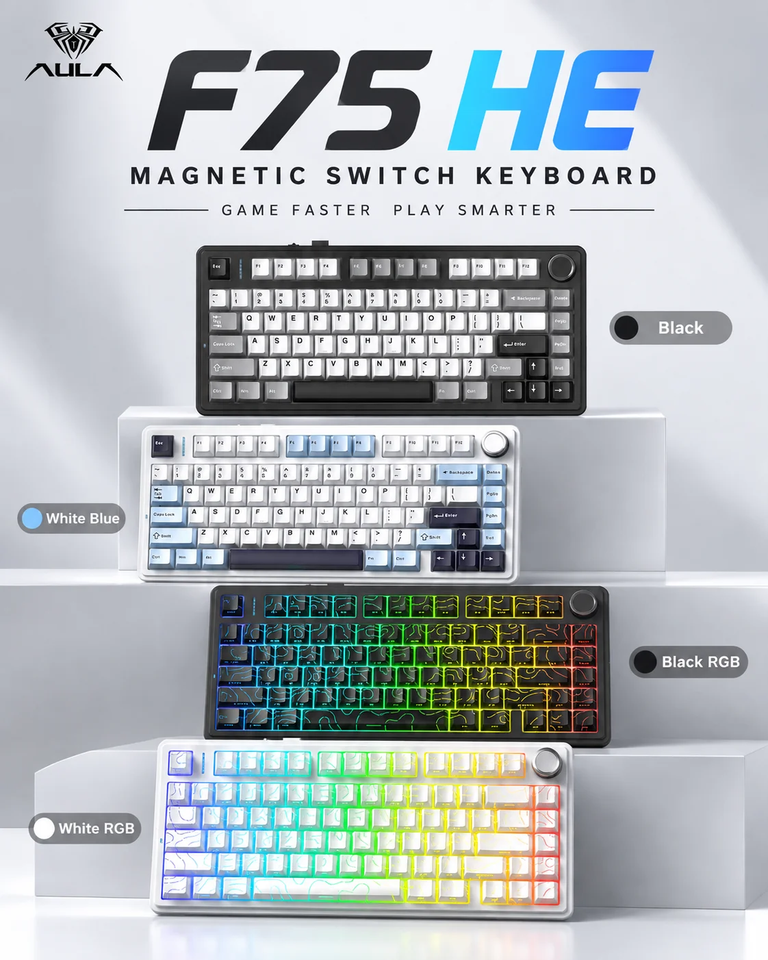 Gaming Keyboard Mechanical Wireless - AULA F75 HE – магнитная клавиатура,