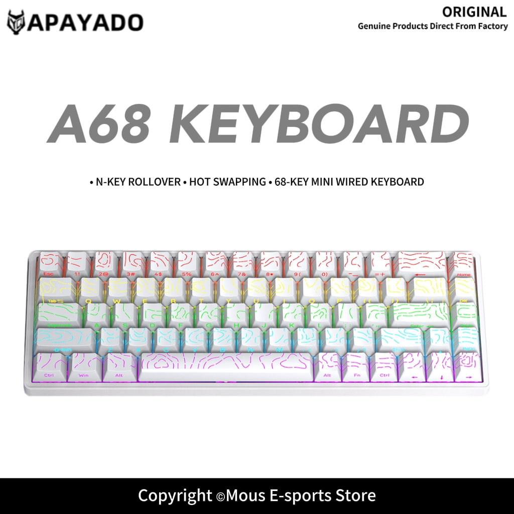 Keyboard Gaming Blue Switch - Проводная механическая клавиатура APAYADO A68 с