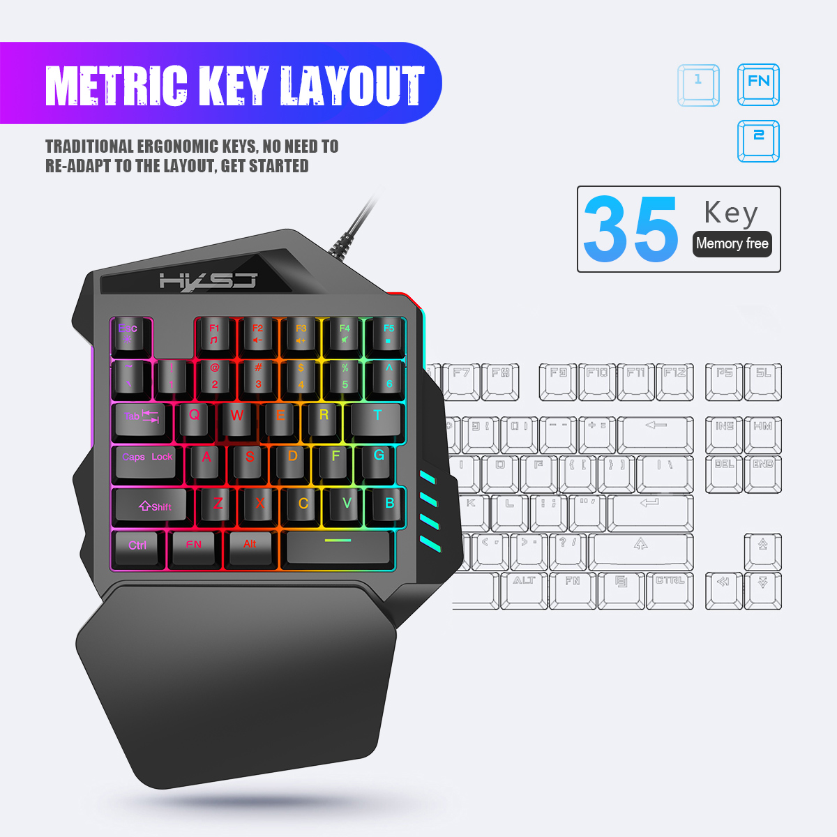 HXSJ V100 V100-2; Большие разм – обзор и цена Gaming Keyboard Half