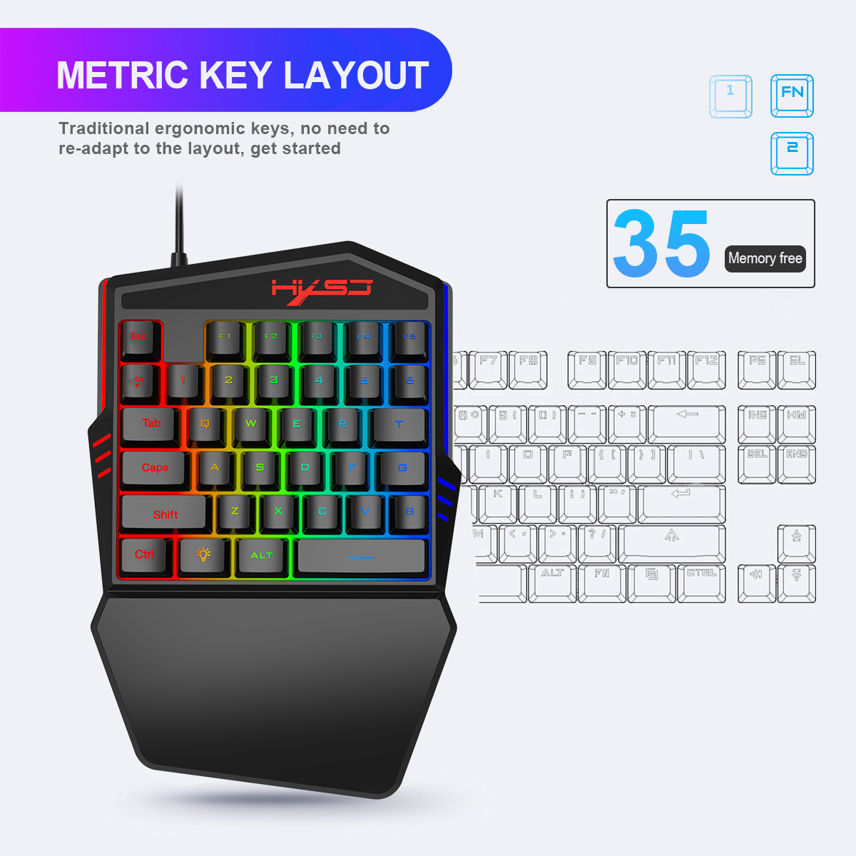 HXSJ V100 V100-2; Большие разм – обзор и цена Gaming Keyboard Half